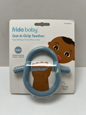 Frida Baby Get-A-Grip Teether 100% Food-Grade Silicone Teether Toy for Baby Blue