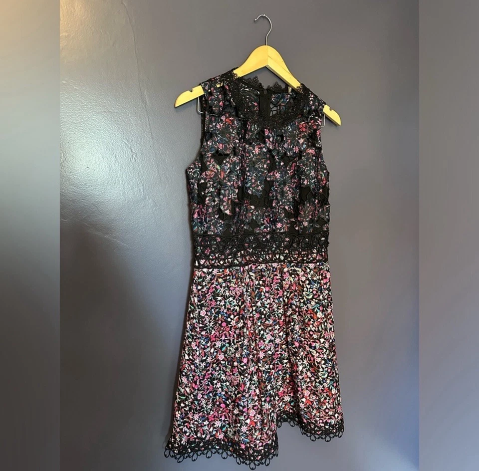 Vestido ELIE TAHARI Reign seda y encaje crochet sin mangas talla 6 Foto 4 de 4