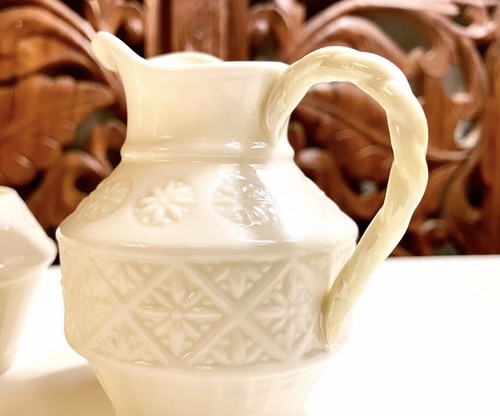 Belleek Ireland Cleary Creamer & Open Sugar Bowl Set #4 Vintage Porcelain c1946 - Picture 5 of 8