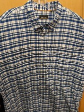 Orvis Blue white green Plaid Flannel Button Down Long Sleeve Shirt Men s XL