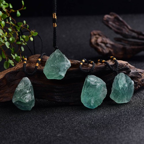Natural Green Fluorite Quartz Crystal Pendant Raw Rough Gemstone Amulet Healing - Picture 17 of 17