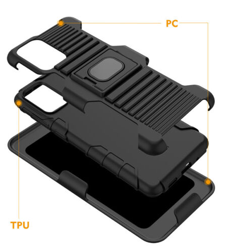 Black Rugged Grip Case with Stand Belt Clip Holster for Samsung Galaxy S20 Plus - Picture 8 of 11
