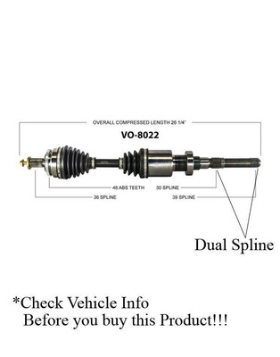 SurTrack VO-8022 CV Axle Shaft FWD P/S WITH VISCO CLUTCH DUAL INBOARD SPLINE