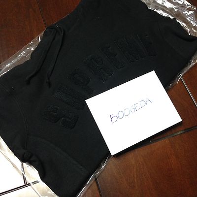 Supreme Chenille Arc Logo Hooded Sweatshirt Black Medium - FREE