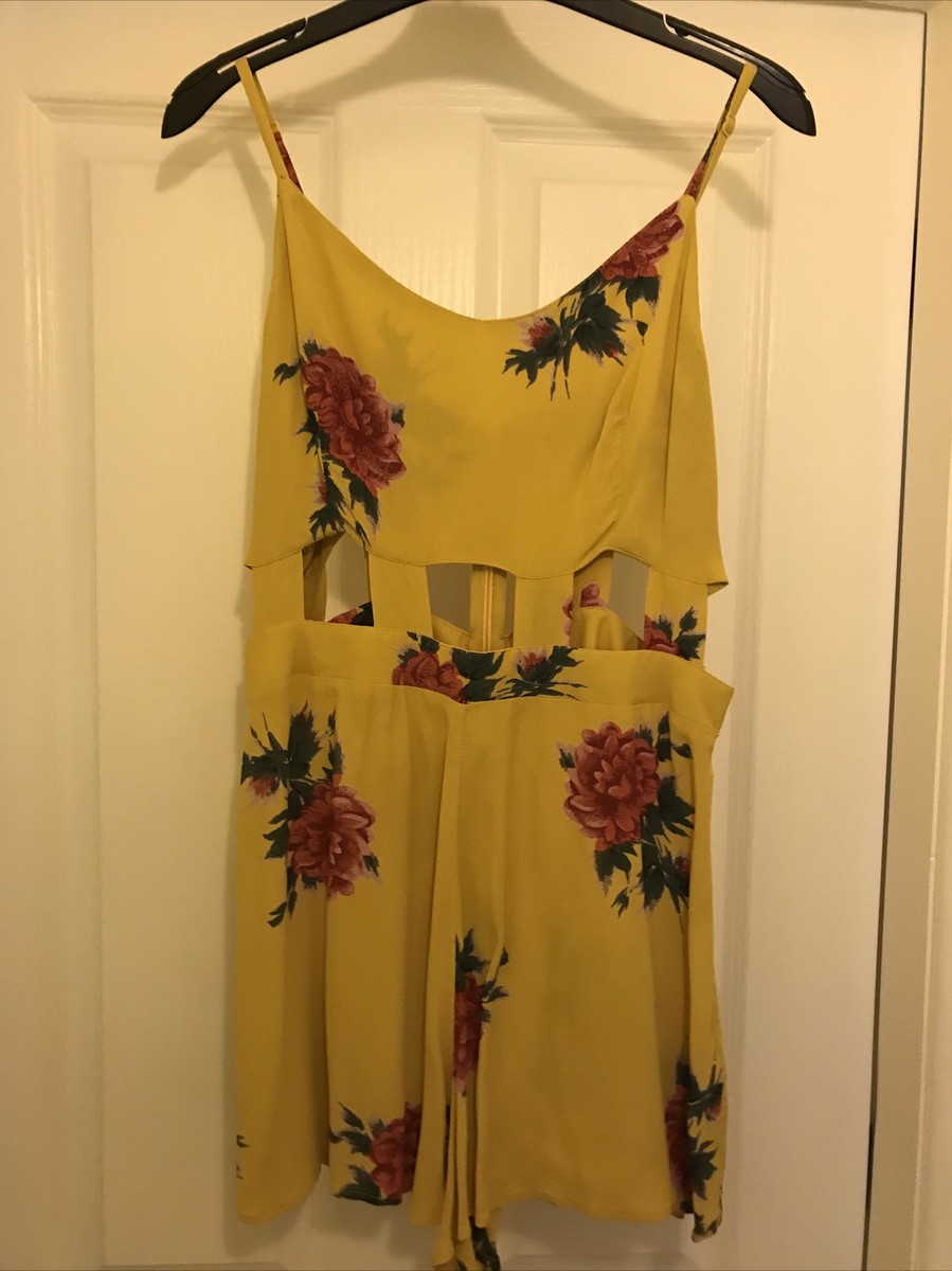 Topshop Yellow Mustard Floral Playsuit Love Island Caroline Flack