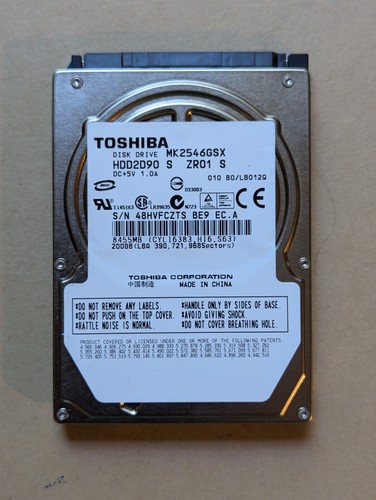 Toshiba MK2546GSX 200GB 2,5" HDD Festplatte 5400rpm SATA 8MB