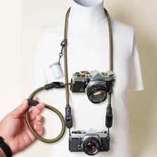 Climbing Rope Camera Neck & Wrist Strap Green & Peak Design Anchors hancrafted