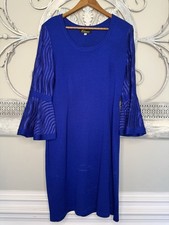 Elana Royal Blue Knit Bell Sleeve Sheath Dress Women's Medium Cobalt Wavy Sleeve