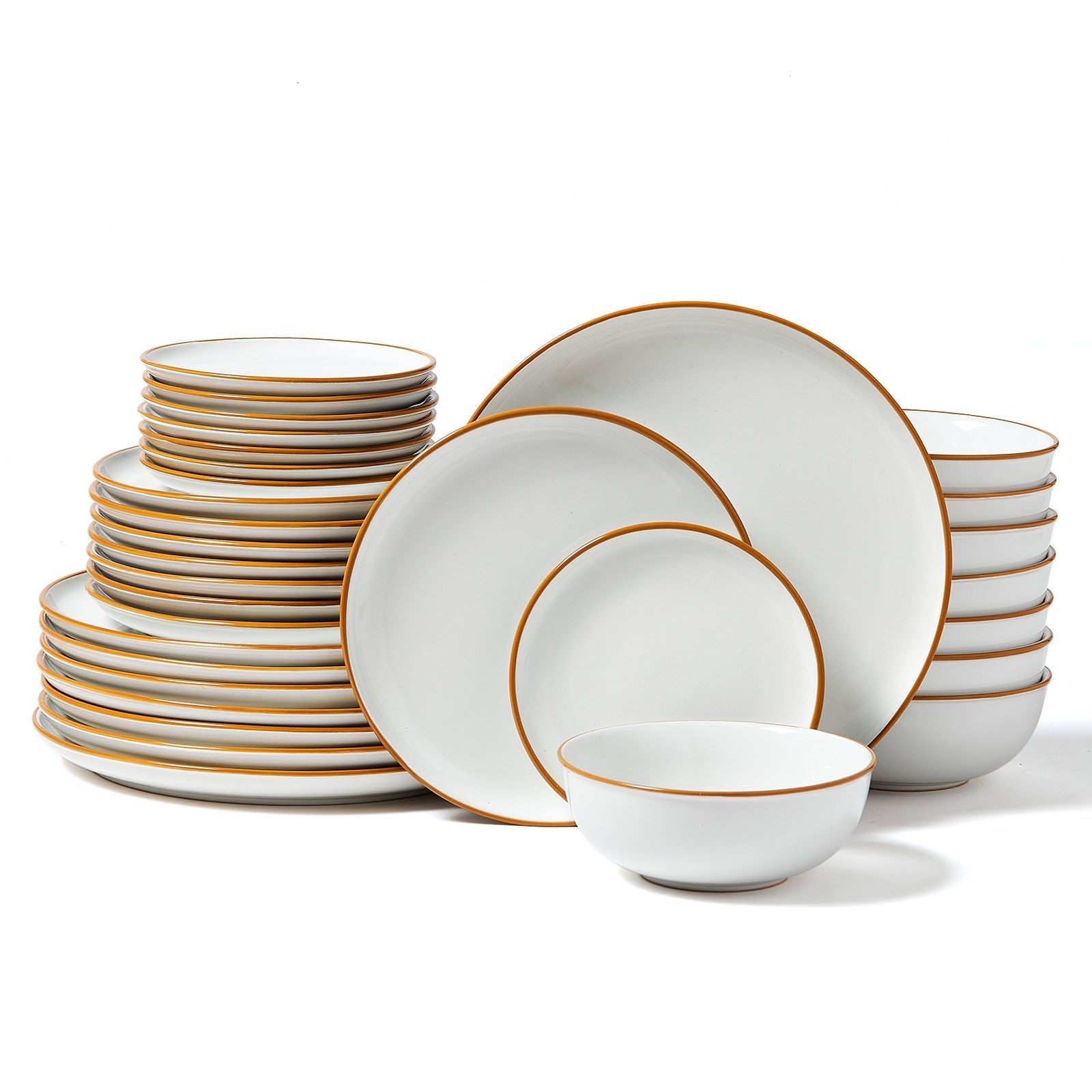 For 8 People, White Plates And Bowls