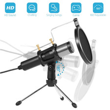 USB Condenser Microphone with Tripod  Pop Filter   Desktop Phone  PC Mic