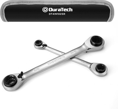 DURATECH 4-in-1 Reversible Ratcheting Box Wrench Set, Double Box End, SAE, 2-Pie