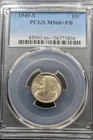 1949-S Roosevelt Dime Pcgs MS/66+ FB  Rare Date In Full Band!! Read Description