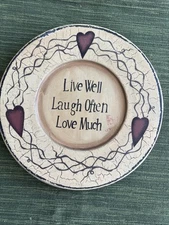 Primitive Style Resin Decorative Plate, Live Well Laugh  Often And Love Much