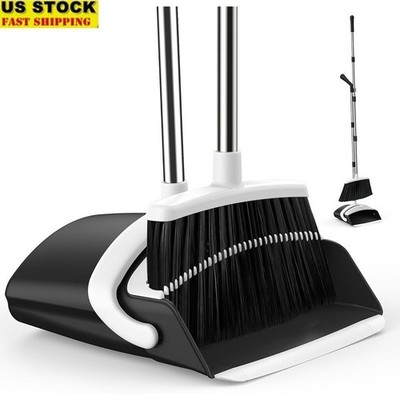 Long Handle Broom Dustpan Set Stainless Steel Efficient Hair Cleaning Tool New