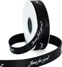 1 Inch Wide Satin Ribbons Roll Black 50 Yards Printing Just for You Fabric Craft
