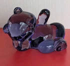 Fenton Purple Glass Reclining Bear Figurine, Glossy Finish