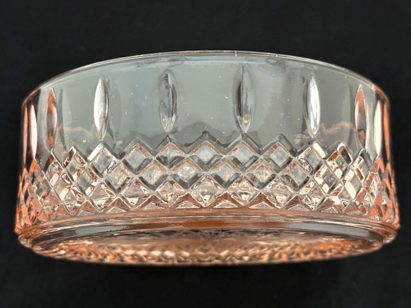 Pink Depression Glass Candy Dish Princess Diamond Point Bowl Indiana Glass Co