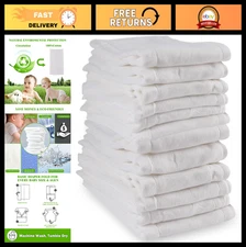 Premium Cotton Prefold Cloth Diapers - 3 Ply Washable Baby Diaper Covers, 12 Cou