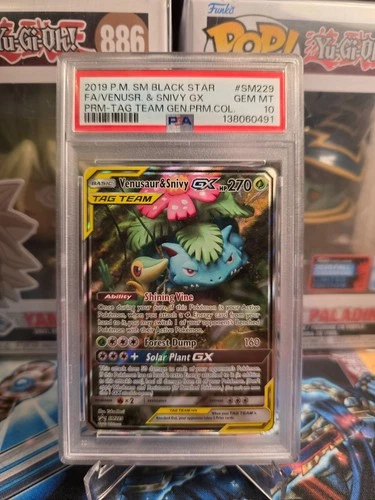 Venusaur & Snivy GX SM229 - 2019 Pokemon Sun Moon Promo PSA 10