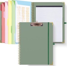 Clipboard Folio with Refillable Notepad for Letter Size 11" x 8.5" , 5 Dividers