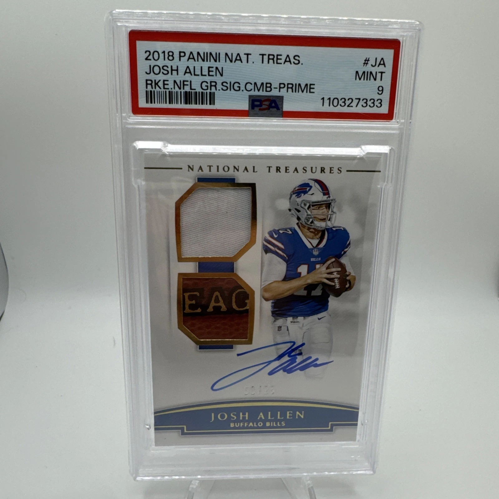 Josh Allen Panini National Treasures Rookie NFL Gear Signature Combos #JA Prime