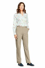 Lands' End Women's 7 Day Elastic Back Waist Chino Khaki Pants Sz 2