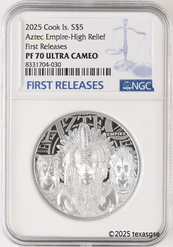 2025 Cook Islands $5 1oz Silver Legends - Aztec Empire NGC PF70 First Release