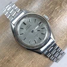 Vintage Seiko Women 4205-0040 Fashion Date Silver Tone Automatic 23mm Watch 7"