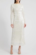 NWT WAYF Kieran Sequin Kowl Back Long Sleeve Cocktail Dress Size Small