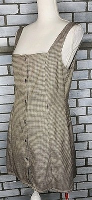 New Cider Houndstooth Button-up Mini School Girl Dress Size Small Multicolor 