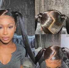 Full Lace Straight Black Wigs 100 Human Hair Wigs Pre Plucked 180 Density