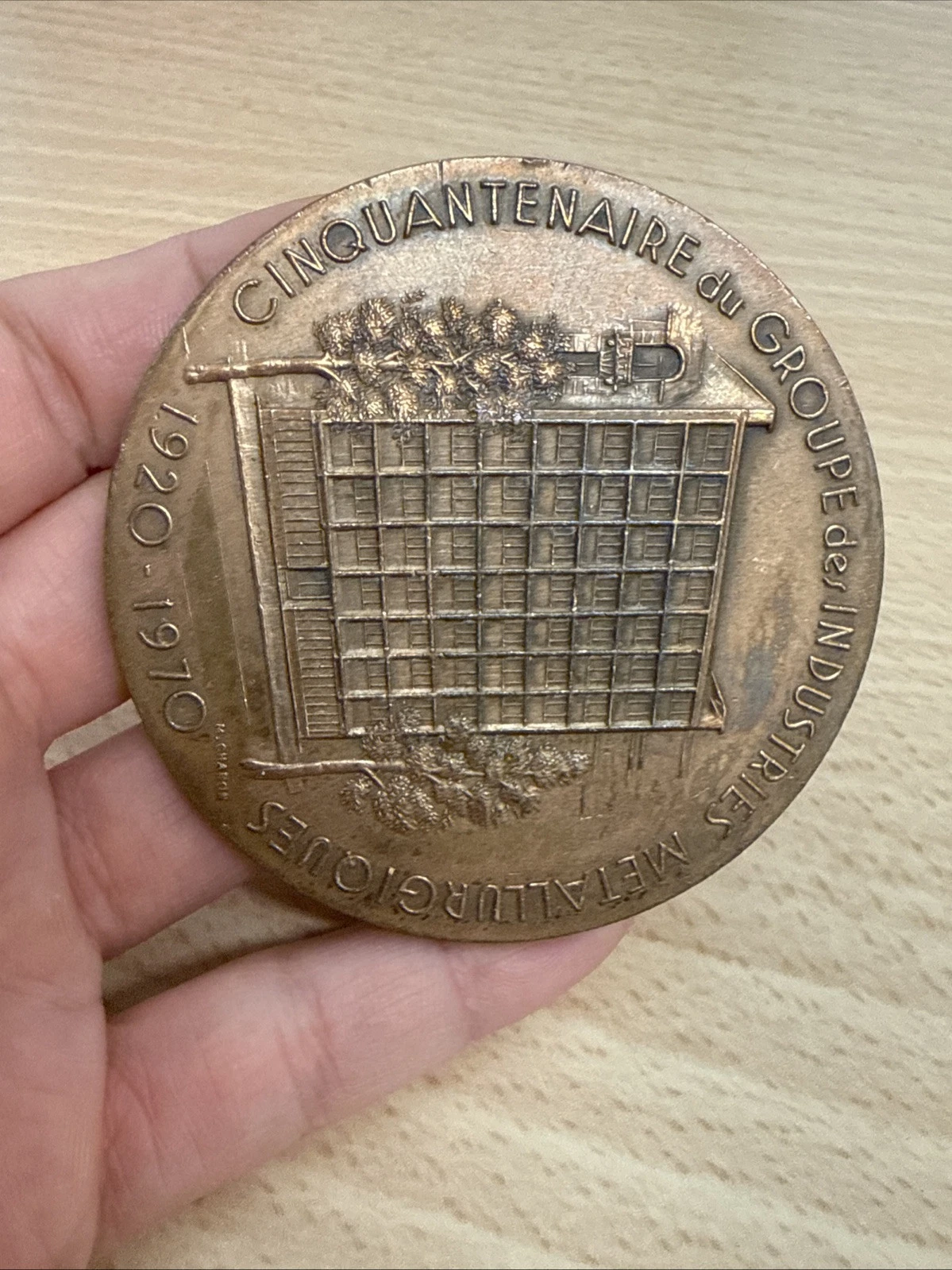 Médaille Cinquantenaire Du Groupe Des Industries Métallurgiques En Bronze 1970