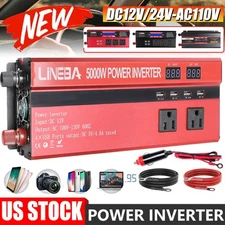 5000W Peak Car Power Inverter Converter DC 12V 24V to AC 110V Modified Sine Wave