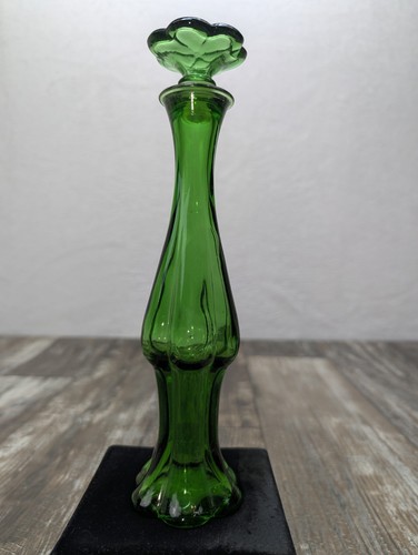 1970'S Avon Emerald Bud Green Glass Empty No Cologne Removable Stopper Very Nice - Picture 23 of 24