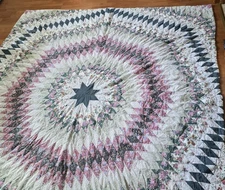 Handmade Vintage Lone Star Quilt Full Queen 93x81 Floral Patchwork Cottagecore