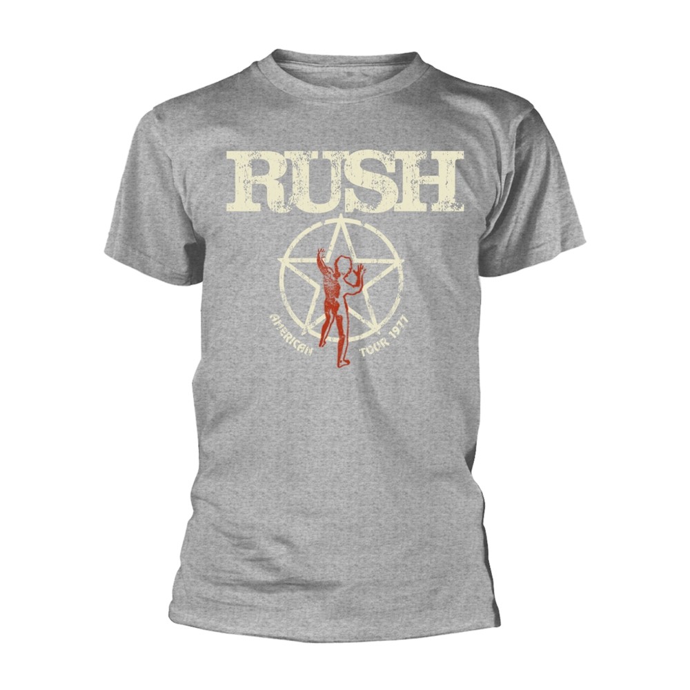 RUSH - AMERICAN TOUR 1977 (СПОРТИВНЫЙ СЕРЫЙ) СЕРАЯ футболка маленького размера