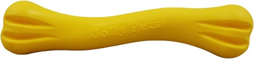 Jolly Pets Bone 6 inch Yellow Rubber Chew Toy for Dogs - Picture 2 of 7