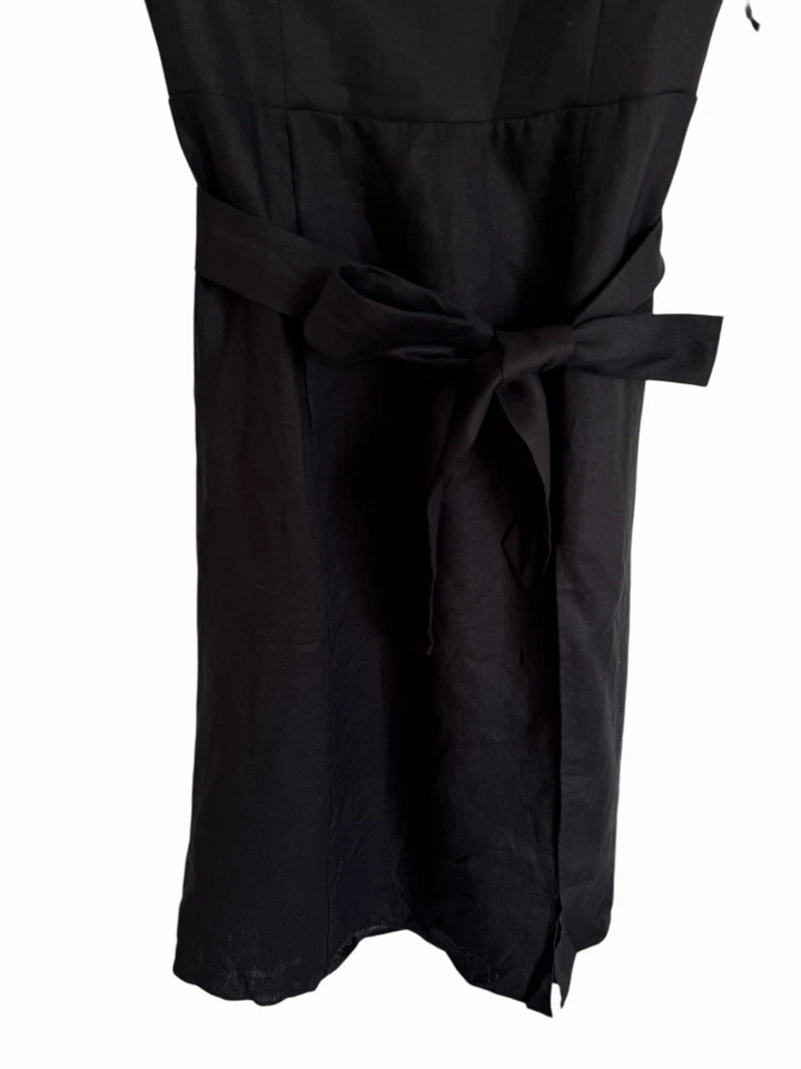 Reformation Kieryn Linen Dress Black Floral Embroidered Belt £278 Size 6 UK 10 - Image 3 of 4