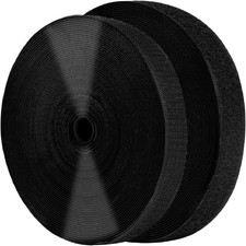 1 Inch x 82 Feet Black Self Adhesive Hook and Loop Tape Sticky Back Roll, Nylon