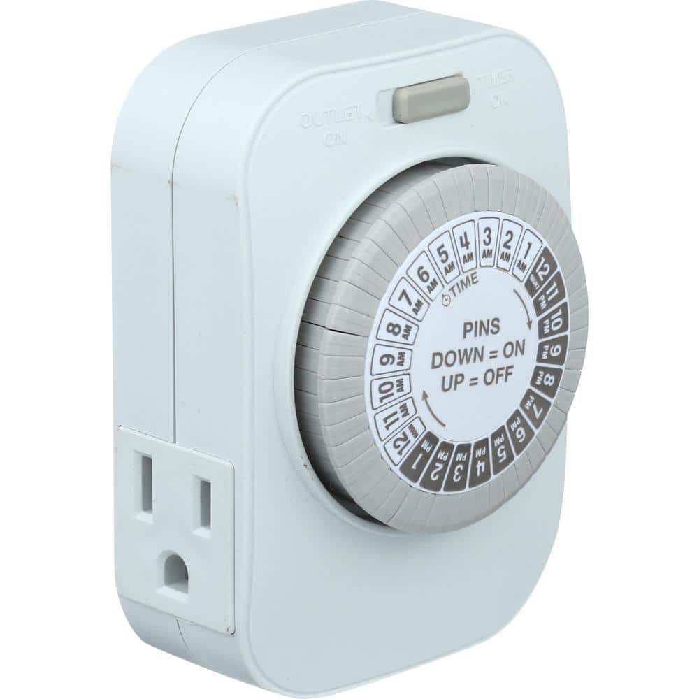 Westek Heavy Duty Grounded Daily Mechanical Timer Dual Grounded Outlet White