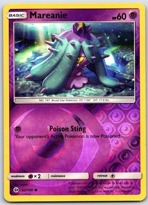 Mareanie 62/149 Common SM Base Set Pokemon Reverse Holo Near Mint