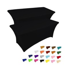 2 Pack 6FT Table Cloth for Rectangular Spandex Table Cover 6 Ft - 2 Pcs Black