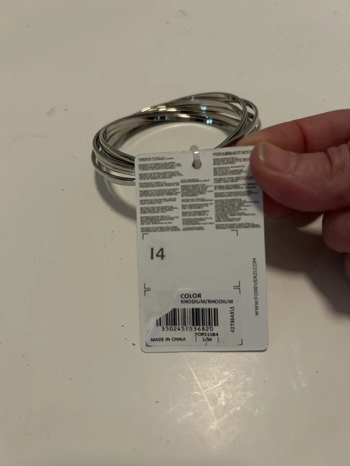 Forever 21 pulseiras de prata pulseiras joias da moda tamanho médio NOVO - Imagem 2 de 2