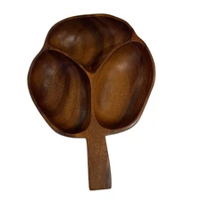 Genuine Taverneau Wood Serving Bowl For Hot Or Cold Foods Handmade In Haiti