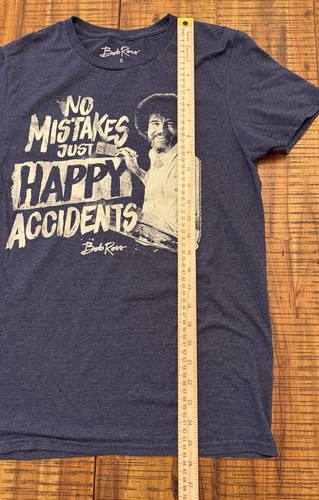 Bob Ross Mens T-shirt Blue Small No Mistakes Just Happy Accidents EUC - Picture 4 of 10