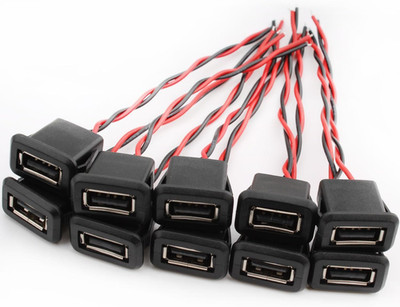 10Pcs USB-A Buchse 2-Draht Einbau Typ-A-Buchse，Usb-A-Buchse Für Panelmontage 3A
