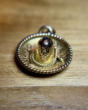 14K Gold Sombrero Charm Mexico Vintage Hat Pendant 2.5g Ornate