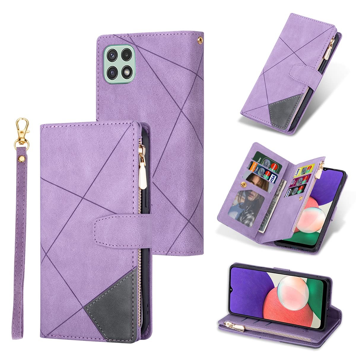 Housse Samsung Galaxy A22 5G pour voyager léger avec cartes et billets