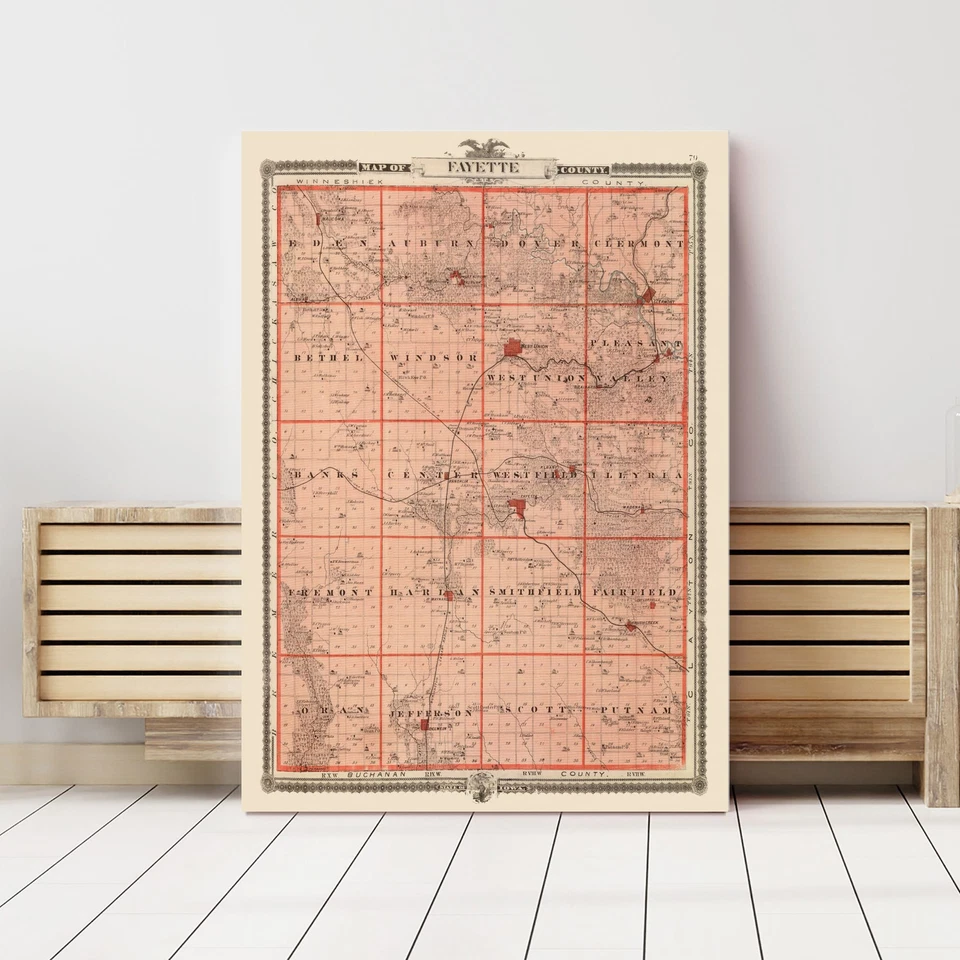 Old Map of Fayette County, IA 1875 - Vintage Iowa Art - Image 3 of 4