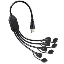 1.5FT Power Extension Cord 4 Way Splitter Outlet Black SVT 16 AWG 3 Prong